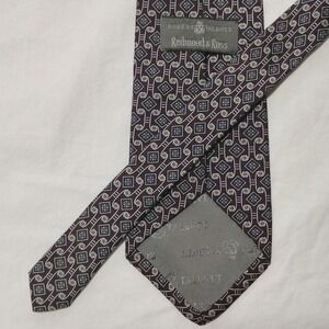 Robert Talbott Redwood & Ross Tie Mens One Size Burgundy Silk Geometric USA